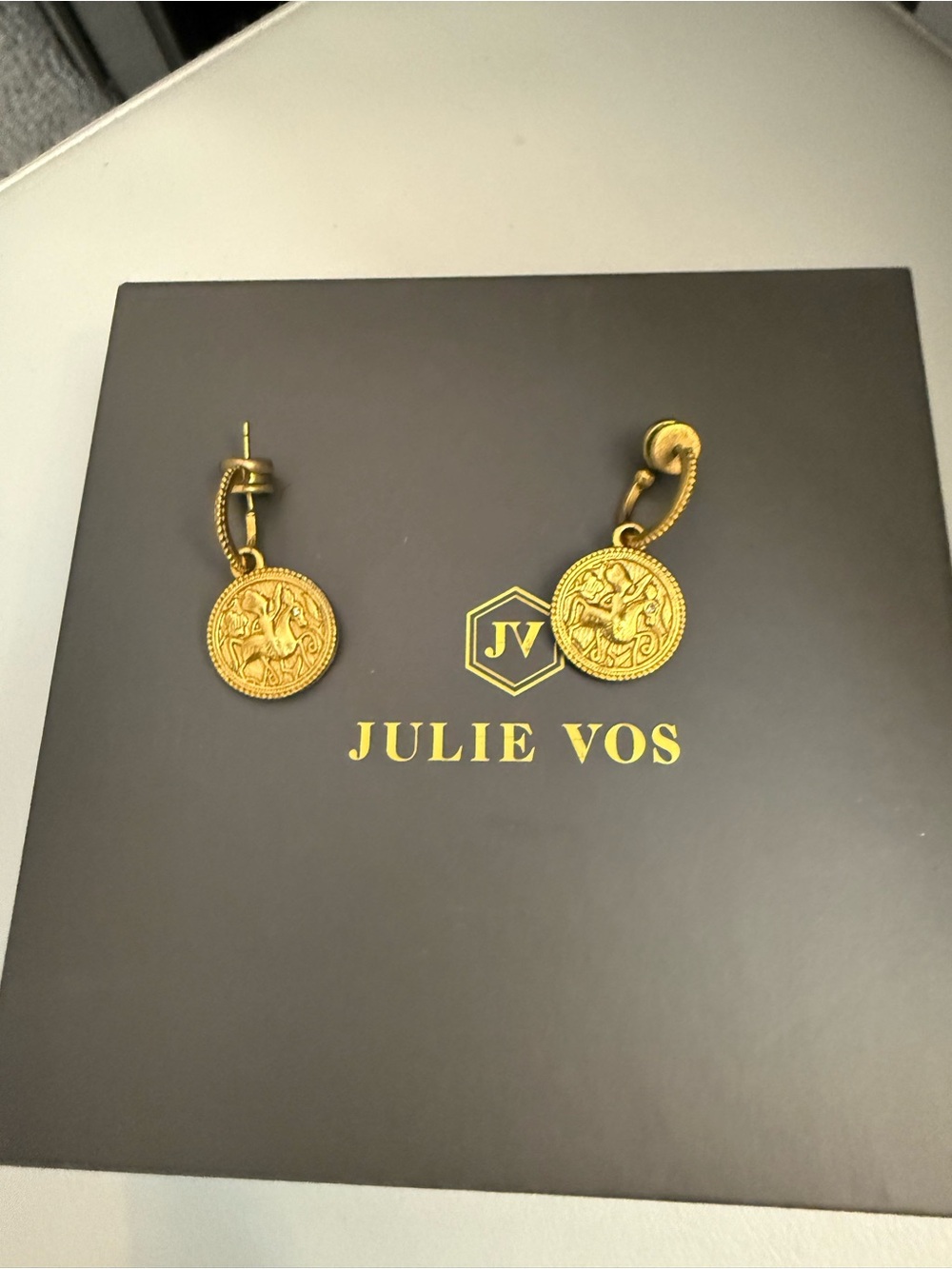 Julie Vos Gold Medallion Drop Earrings - Gold